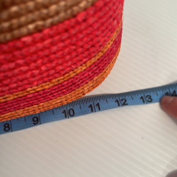 Vintage straw bag with bamboo handlesStJohnsBay boho orange - Picture 6 of 7